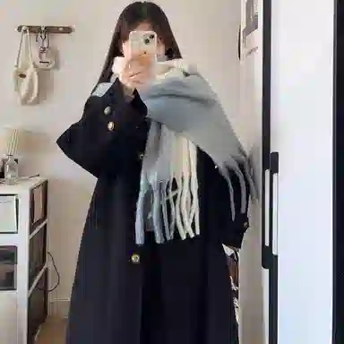 浪莎 柔软温柔大格保暖 聚酯纤维 绒线围巾 男女同款情侣款