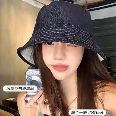 浪莎 韩系双面戴防紫外线遮阳通勤穿戴户外休闲露营登山 棉 渔夫帽 男女同款情侣款