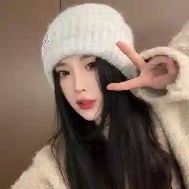 浪莎 日系简约纯色堆堆帽大头围针织显脸小户外休闲保暖护耳包头帽 聚酯纤维 绒线帽 男女同款情侣款