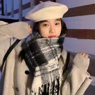 【冬季必备】 浪莎 冰岛蓝围巾秋冬季含羊毛韩系氛围感格子围脖护颈毛绒保暖披肩 绒线围巾 男女同款情侣款