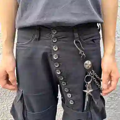 【不潮不出街】 浪莎 朋克嘻哈机车街头牛仔休闲潮搭蹦迪潮酷美式复古链条拼接 合金 裤链 男女同款情侣款