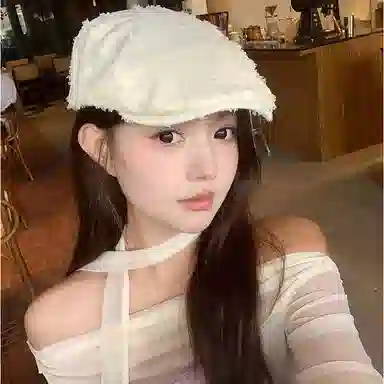浪莎 日韩小众设计毛边简约纯色时尚百搭显脸小文艺 聚酯纤维 贝雷帽 男女同款情侣款