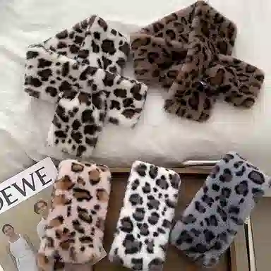 浪莎 冬季秋冬保暖百搭豹纹围脖女生潮酷百搭毛绒绒保暖围巾 礼盒装 围脖 女款