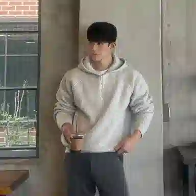 悍戈 简约连帽纯色百搭舒适宽松套头插肩休闲长袖针织衫 男女同款