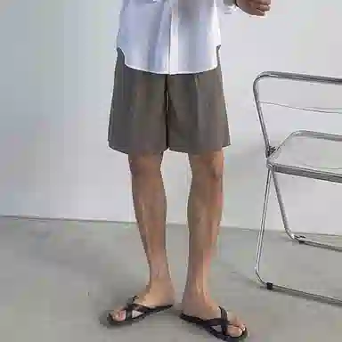 SHANTREE Retro Casual Shorts Khaki