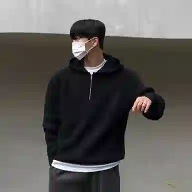 悍戈 简约连帽纯色百搭舒适宽松套头插肩休闲长袖针织衫 男女同款