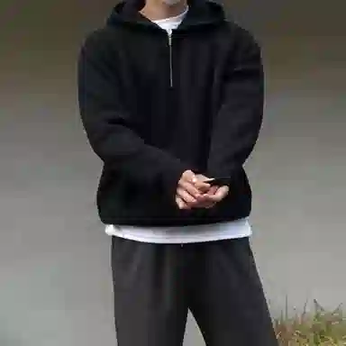 悍戈 简约连帽纯色百搭舒适宽松套头插肩休闲长袖针织衫 男女同款