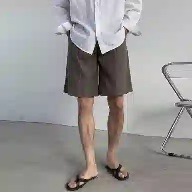 SHANTREE Retro Casual Shorts Khaki