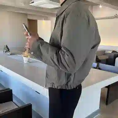 SHANTREE Solid Collar Casual Jacket