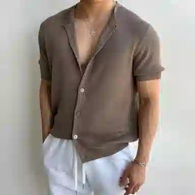 SHANTREE Summer Retro Crewneck Tee Khaki