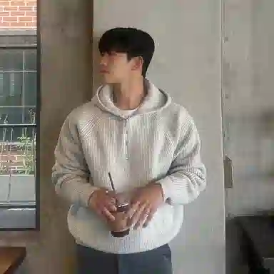 悍戈 简约连帽纯色百搭舒适宽松套头插肩休闲长袖针织衫 男女同款