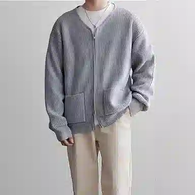 SHANTREE Casual Zip Knit Jacket