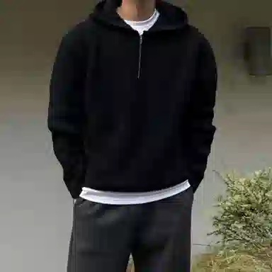 悍戈 简约连帽纯色百搭舒适宽松套头插肩休闲长袖针织衫 男女同款