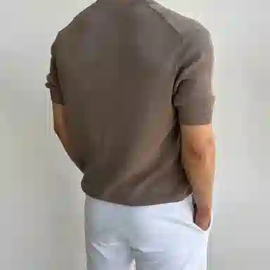 SHANTREE Summer Retro Crewneck Tee Khaki