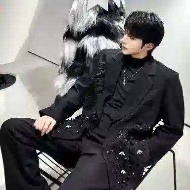 韩系重工烫钻钉珠流苏设计感酷飒西服外套西装 男女同款