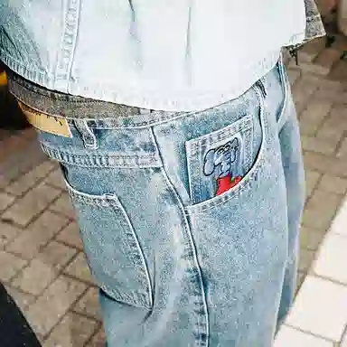 MIND ERROR Double Pleat Paratrooper Jeans Blue