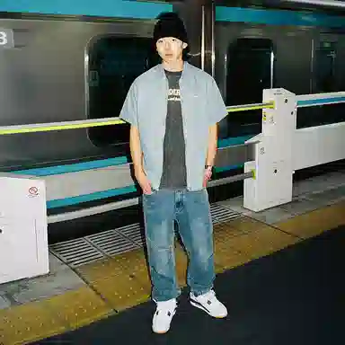 MIND ERROR Double Pleat Paratrooper Jeans Blue