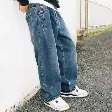 MIND ERROR Loose Retro Mid-Rise Jeans