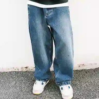 MIND ERROR Loose Retro Mid-Rise Jeans