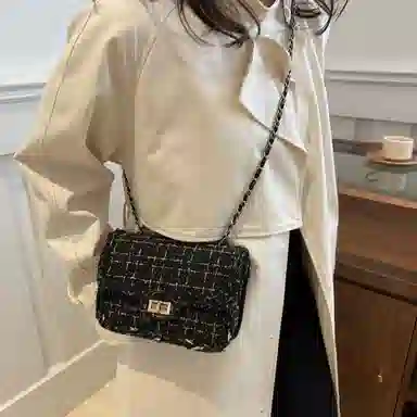 Miss Angel Plaid Chain Crossbody Bag