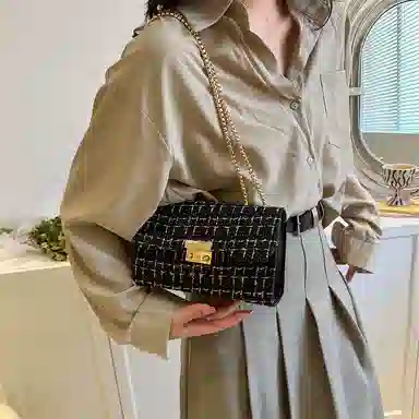 Miss Angel Plaid Chain Crossbody Bag