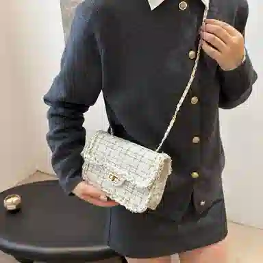 Miss Angel Plaid Chain Crossbody Bag