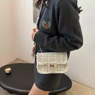 Miss Angel Plaid Chain Crossbody Bag