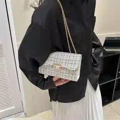 Miss Angel Plaid Chain Crossbody Bag