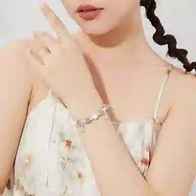 旖旎 莲花半镯#好运 小众精致 足银手链 女款