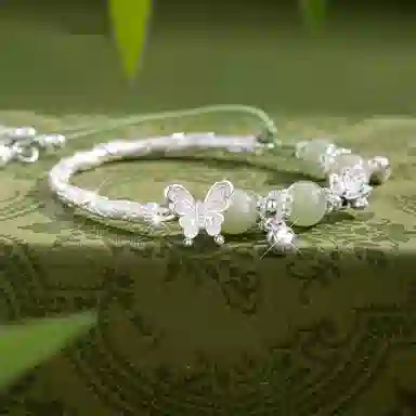 旖旎 莲花半镯#好运 小众精致 足银手链 女款