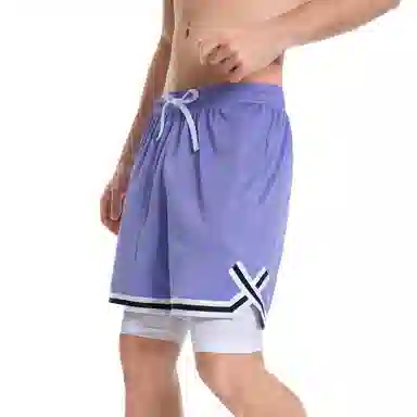 特色玫瑰蛇纹拼花透气速干凉感宽松篮球训练五分假两件裤运动短裤 男女同款