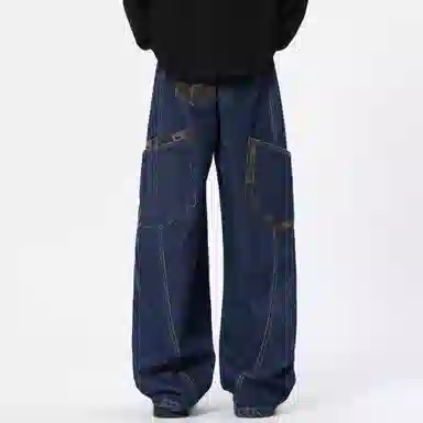 FUERZA Wide Leg Jeans Deep Blue