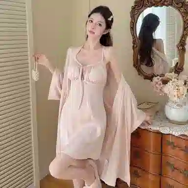 秀黛 甜美性感冰丝纯欲风睡衣套装 女款