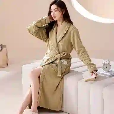 秀黛 刺绣长款家居服可外穿保暖睡袍 女款