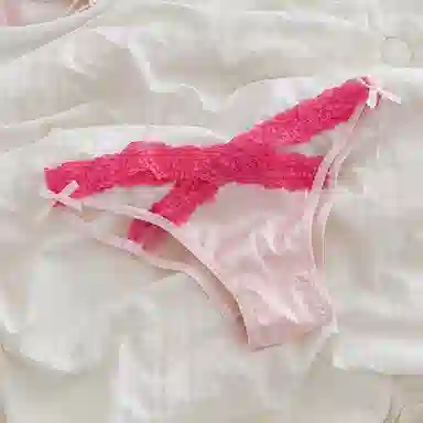 秀黛 辣妹纯欲蕾丝边蝴蝶结性感缎面镂空高级感三角内裤 女款