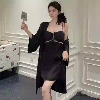 秀黛 甜美性感冰丝纯欲风睡衣套装 女款