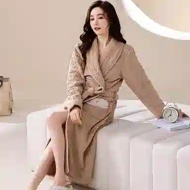 秀黛 刺绣长款家居服可外穿保暖睡袍 女款