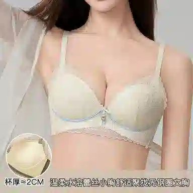 秀黛 性感蕾丝聚拢小胸显大防下垂文胸不空杯无钢圈内衣裤套装 女款