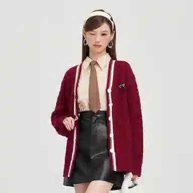 JESSYLINE V-Neck Cardigan Red