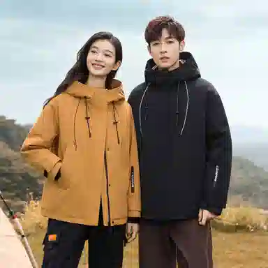 鸭鸭 连帽时尚百搭保暖纯色休闲羽绒服 男女同款