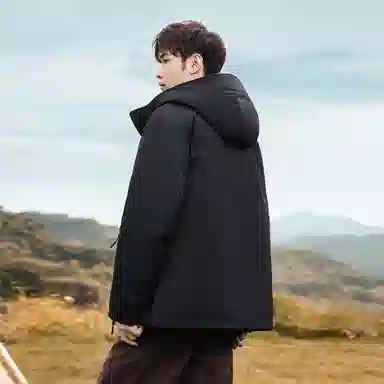 鸭鸭 连帽时尚百搭保暖纯色休闲羽绒服 男女同款