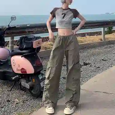 High Street Sweet Spicy Wide-leg Cargo Pants Women
