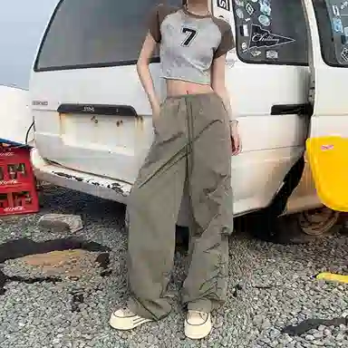 High Street Sweet Spicy Wide-leg Cargo Pants Women