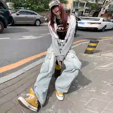 JUFU Retro Cargo Wide Leg Jeans