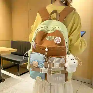 揽月 简约撞色可爱校园通勤 尼龙 双肩包 女款 多色