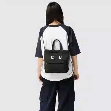 揽月 小众个性潮流简约百搭通勤 尼龙 背包双肩手提包 常规 男女同款情侣款 黑色