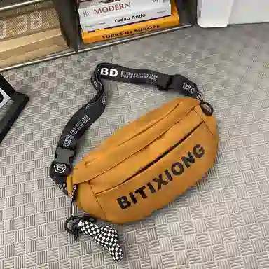 揽月 日系工装简约休闲纯色上课通勤百搭 尼龙 腰包 常规 男女同款情侣款 黑色/白色/红色/桔色