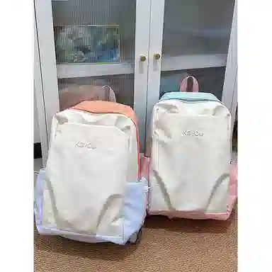 揽月 撞色简约学生通勤百搭 牛津布 书包背包双肩包 男女同款情侣款 多色