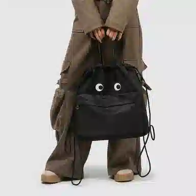 揽月 小众个性潮流简约百搭通勤 尼龙 背包双肩手提包 常规 男女同款情侣款 黑色