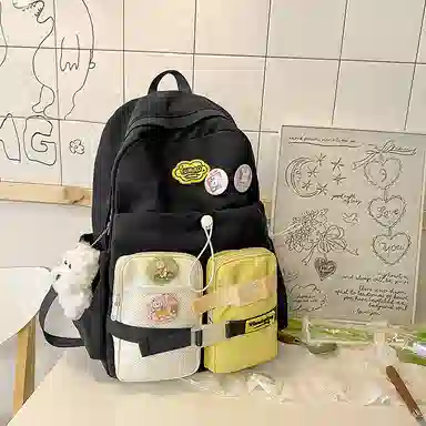 揽月 简约撞色可爱校园通勤 尼龙 双肩包 女款 多色